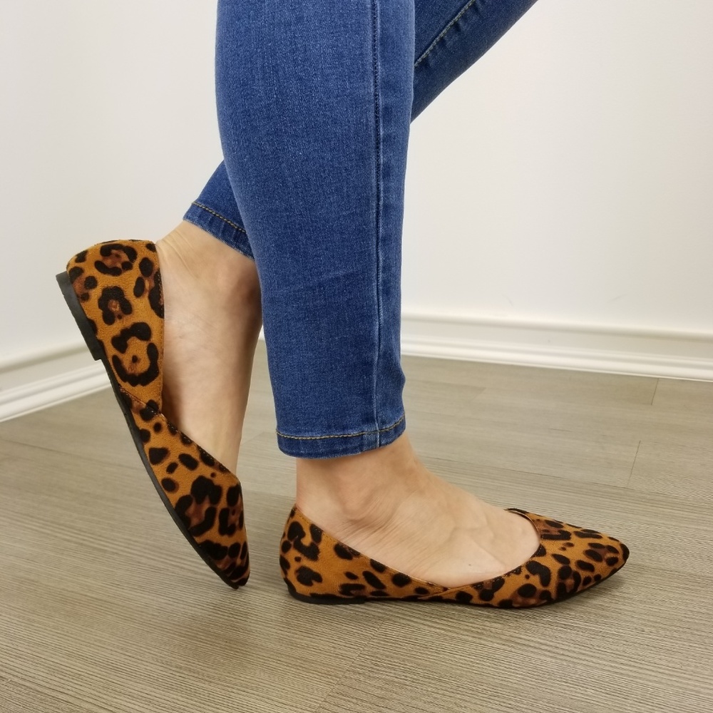 Leopard Print Vegan Suede Slip On Flats - Picture 10 of 16